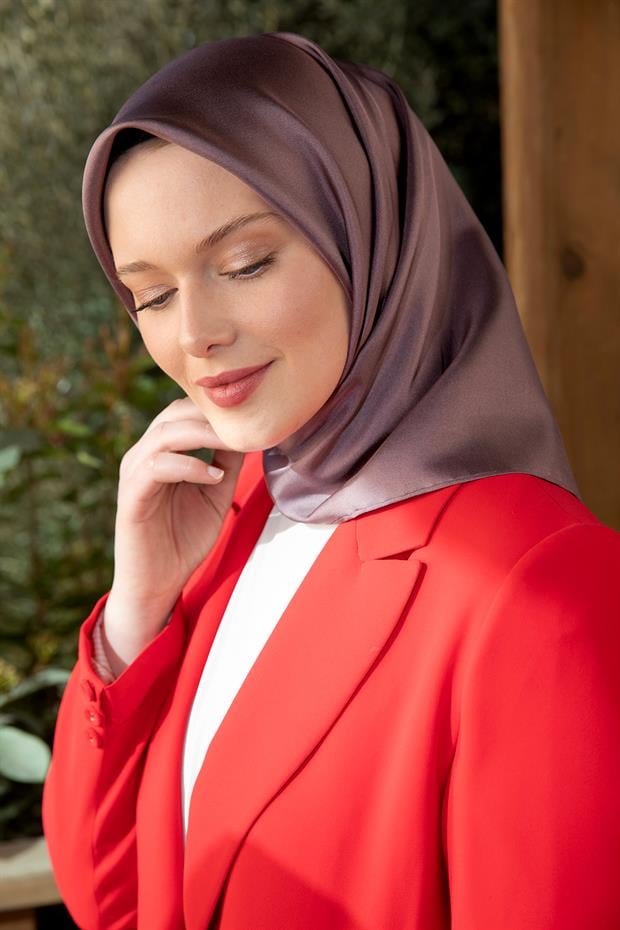 Menekşe Çift Taraflı Twill İpek Eşarp