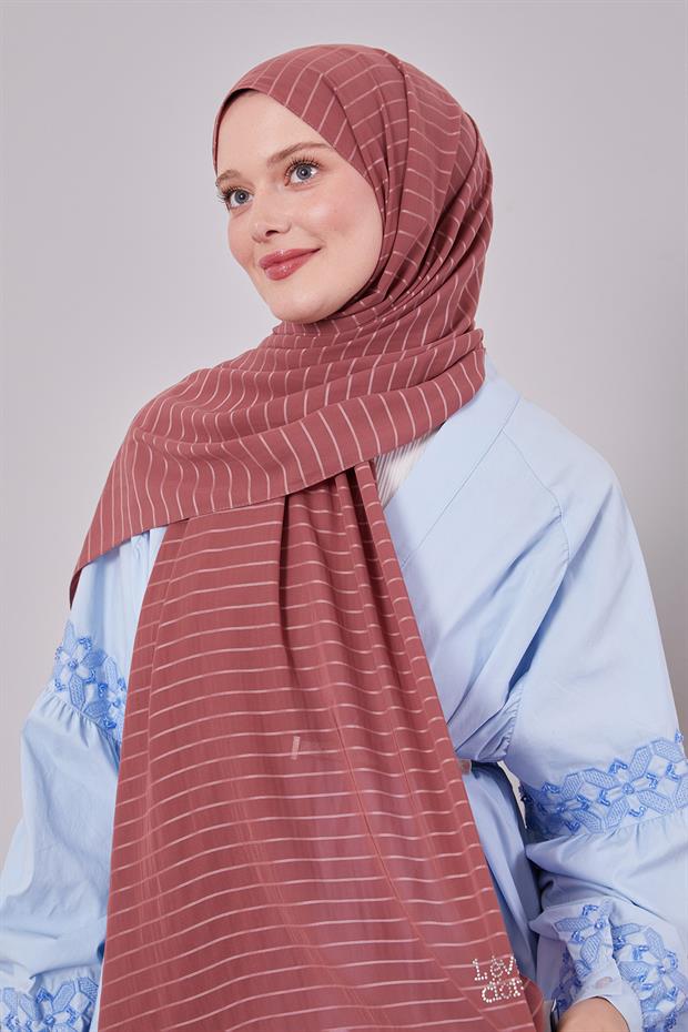 Menekşe Çizgili Cazz Şal