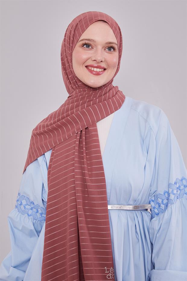 Menekşe Çizgili Cazz Şal