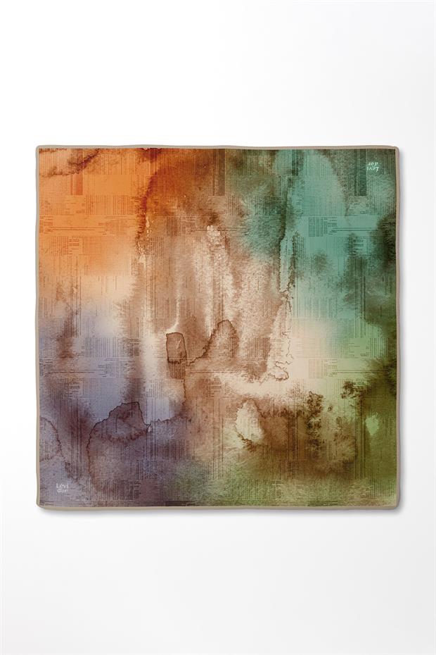 Menekşe Desenli Twill İpek Eşarp