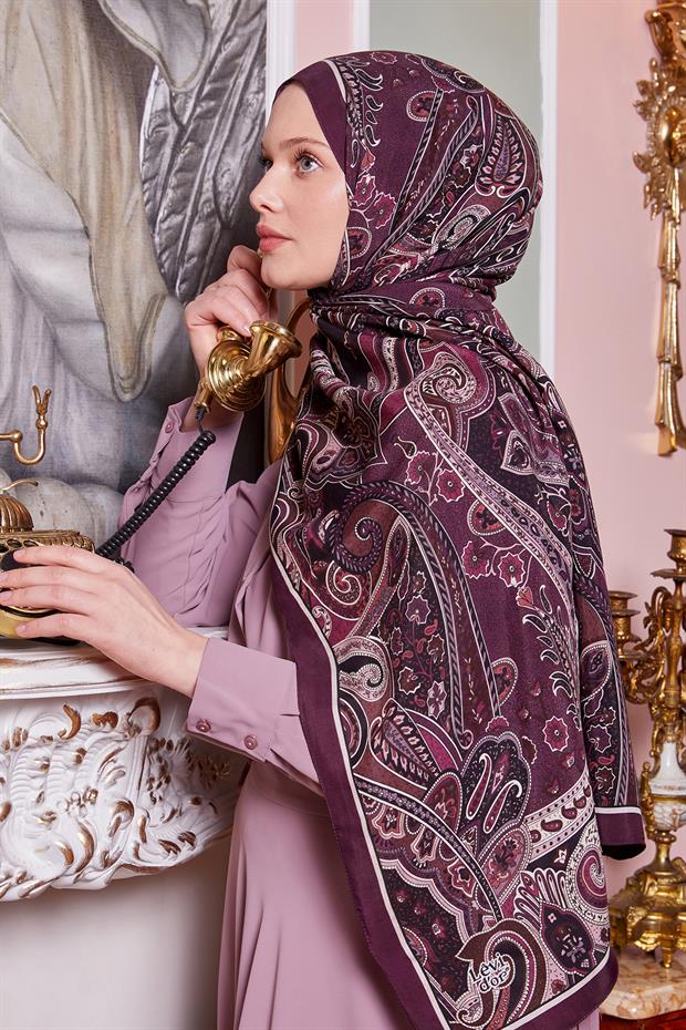 Etnik Desen Royal Şal Menekşe