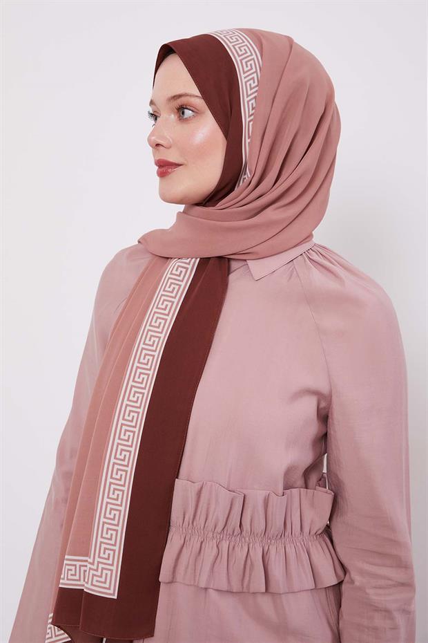 Menekşe Labirent Desen Medine İpeği Şal