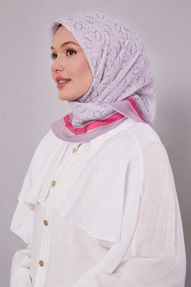 Menekşe Puzzle Desen Soft Eşarp