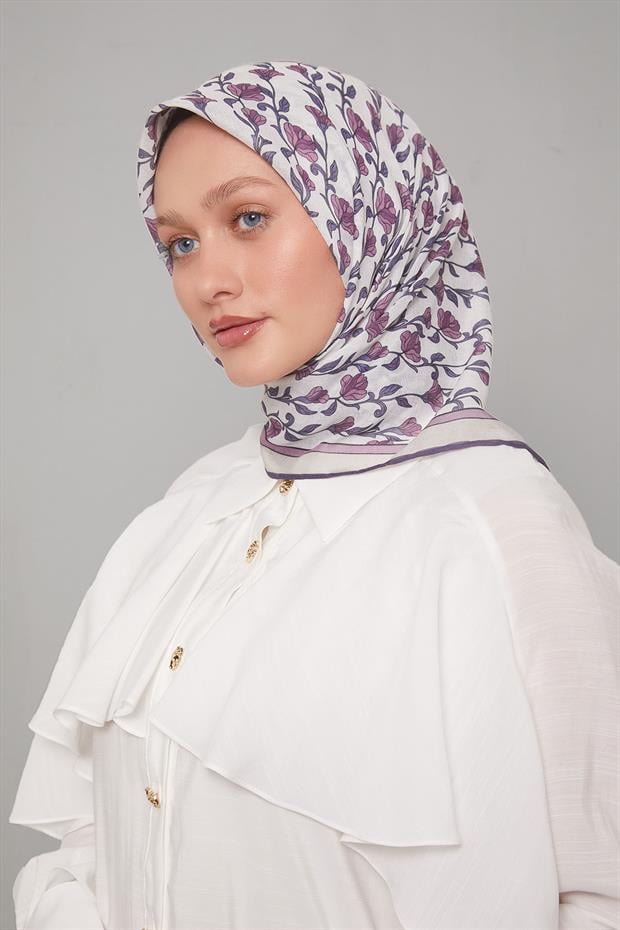 Menekşe Sarmaşık Desen Soft Eşarp