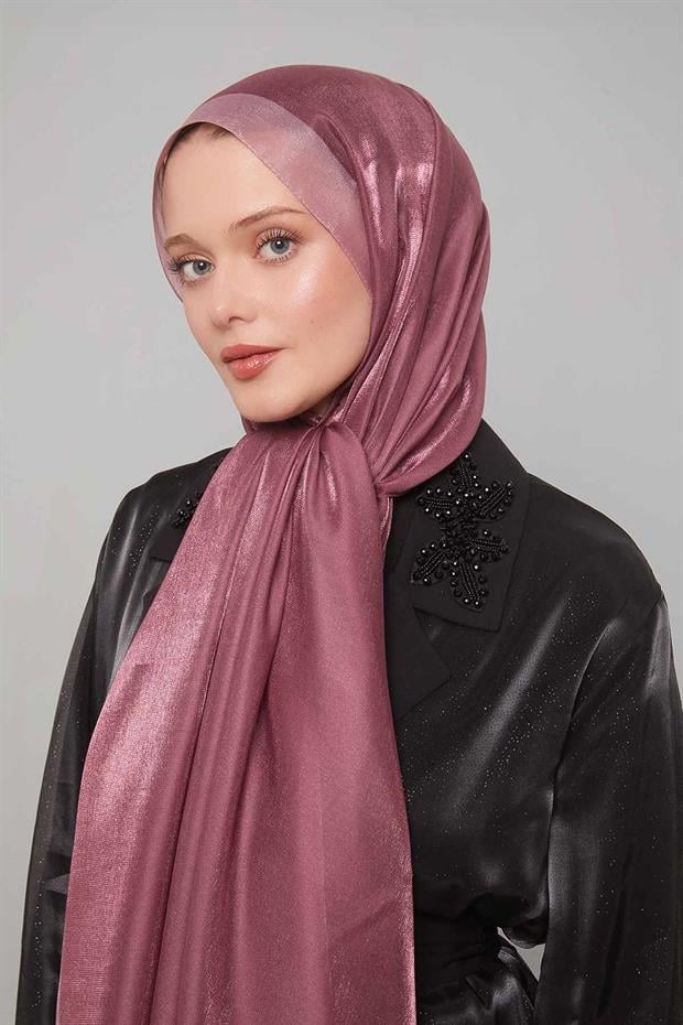 Menekşe Şerit Desen Kehribar Şal