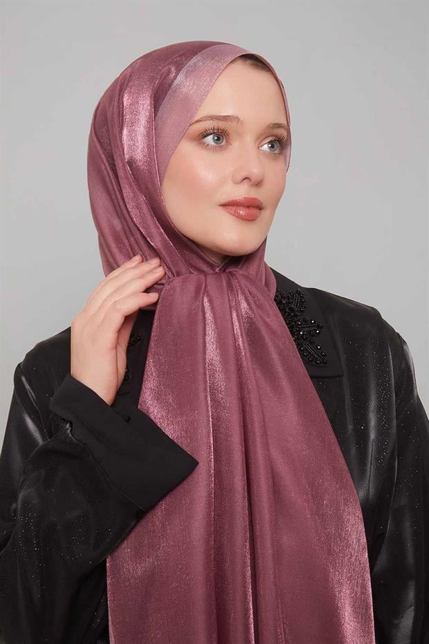 Menekşe Şerit Desen Kehribar Şal