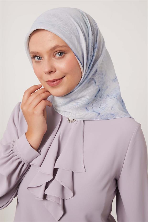 Menekşe Şerit Desen Pamuk Eşarp