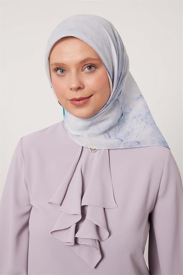 Menekşe Şerit Desen Pamuk Eşarp