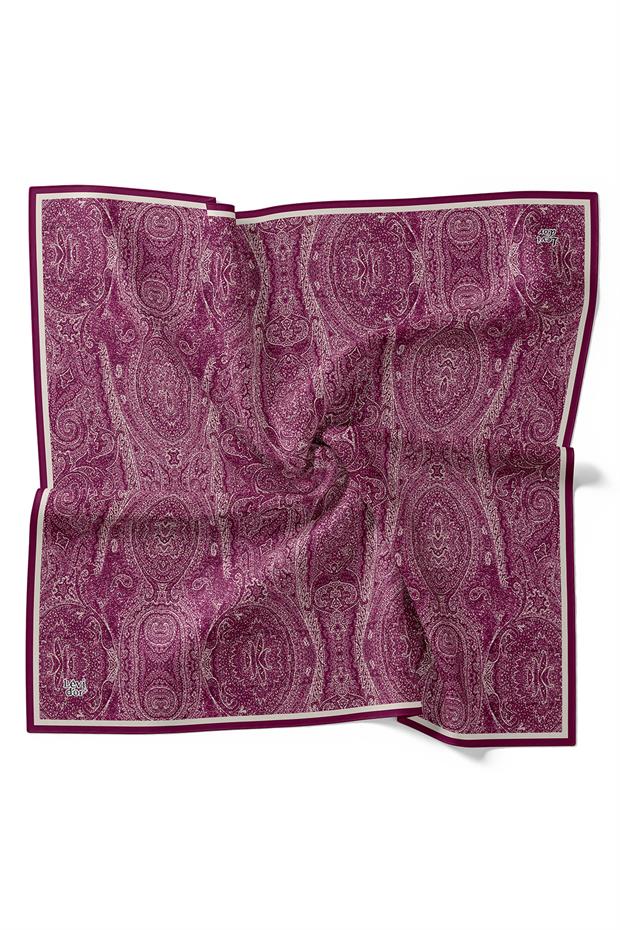 Menekşe Soyut Etnik Desen Twill İpek Eşarp