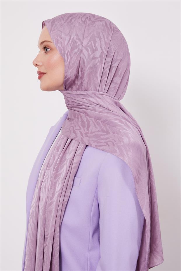 Menekşe Soyut Yaprak Desen Jakar Capri Şal