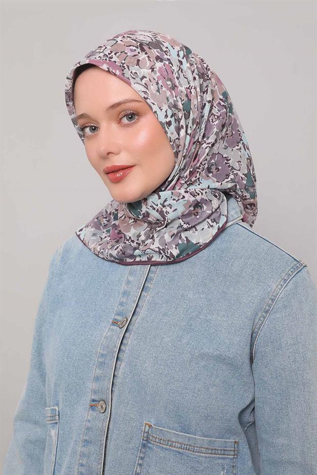 Menekşe Yonca Desen Soft Eşarp