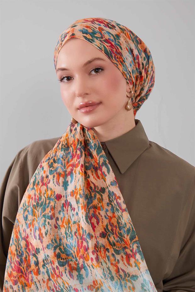 Mint Yeşili Batik Desen Pamuk Şal