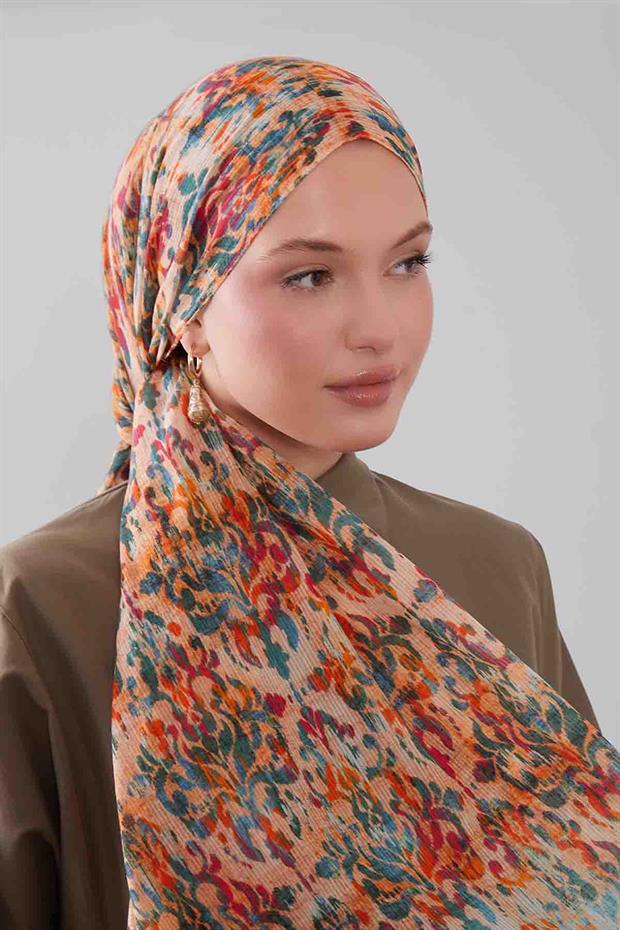 Mint Yeşili Batik Desen Pamuk Şal