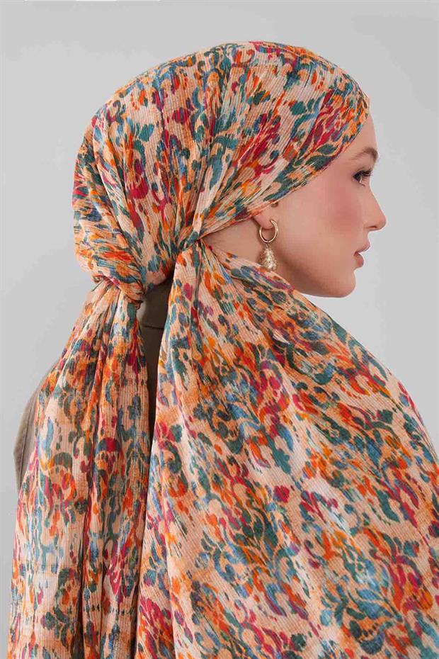 Mint Yeşili Batik Desen Pamuk Şal