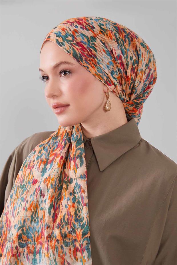Mint Yeşili Batik Desen Pamuk Şal