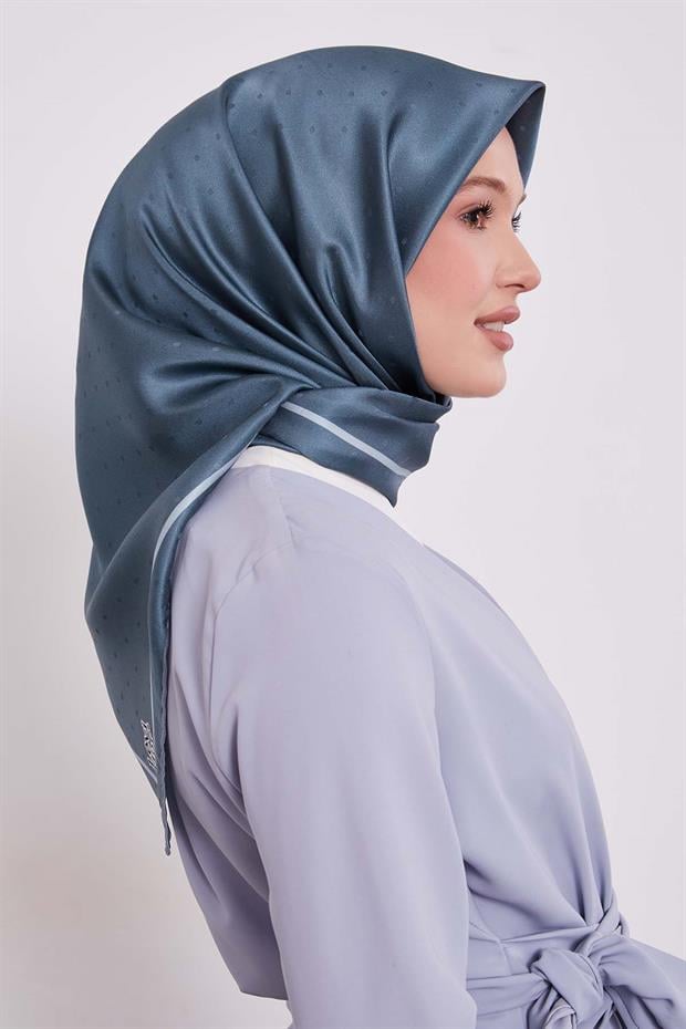 Mint Yeşili Benek Desen Monogram İpek Eşarp