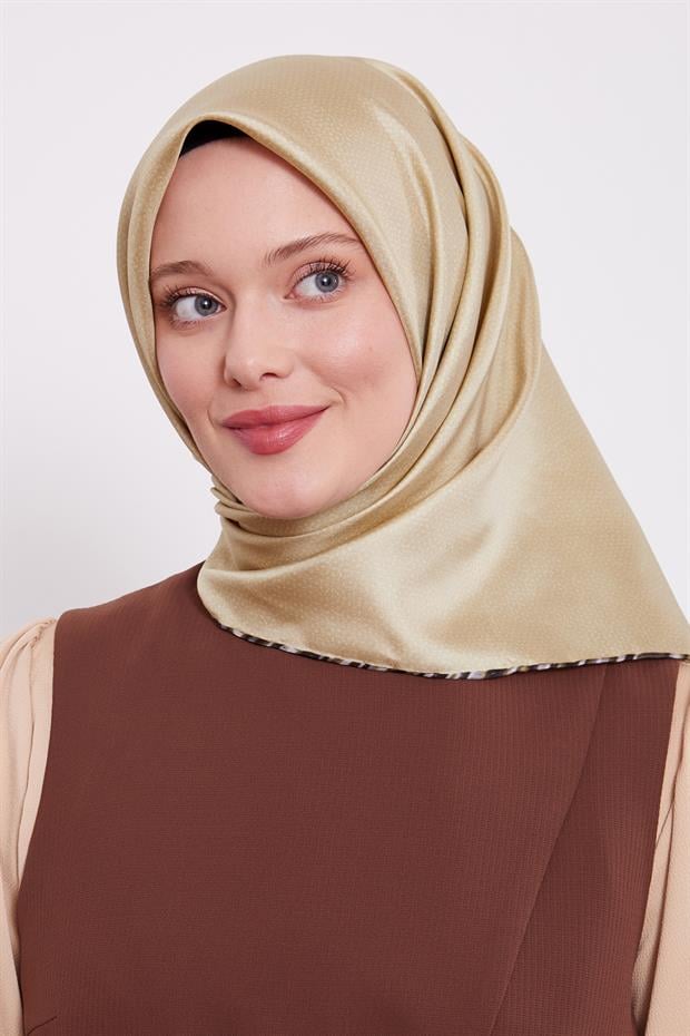 Mint Yeşili Benekli Twill İpek Eşarp