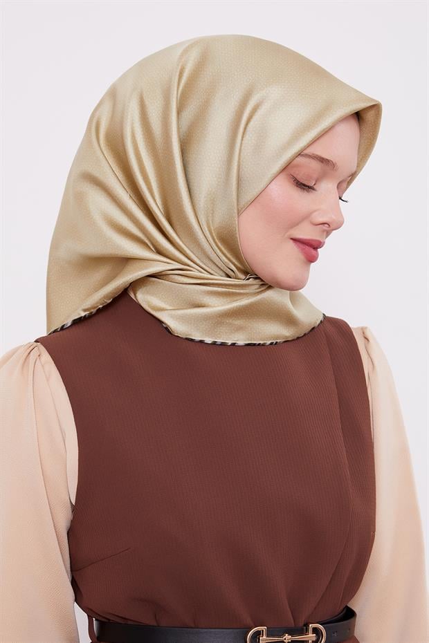 Mint Yeşili Benekli Twill İpek Eşarp