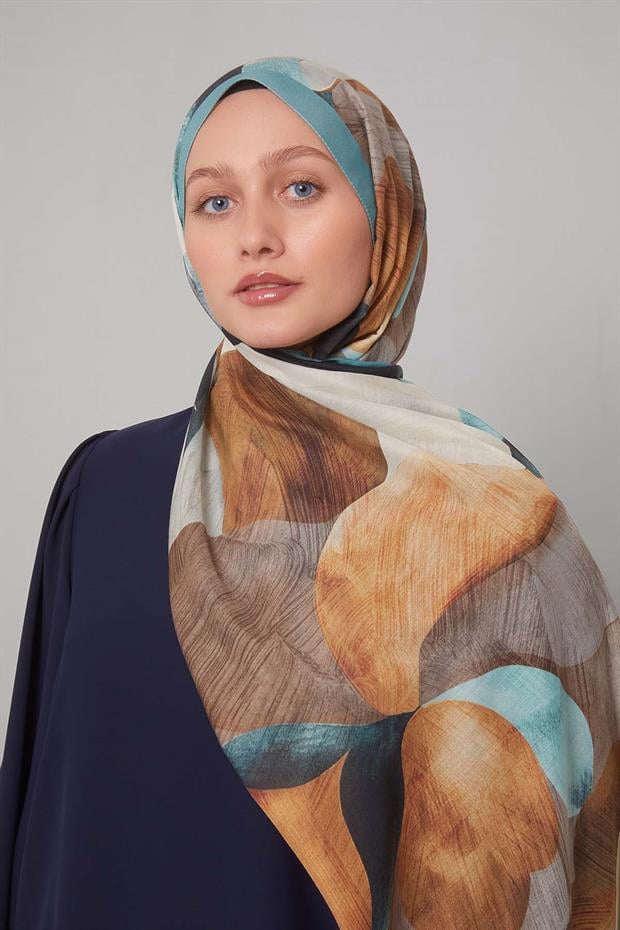 Mint Yeşili Çiçek Desen Sport Şal