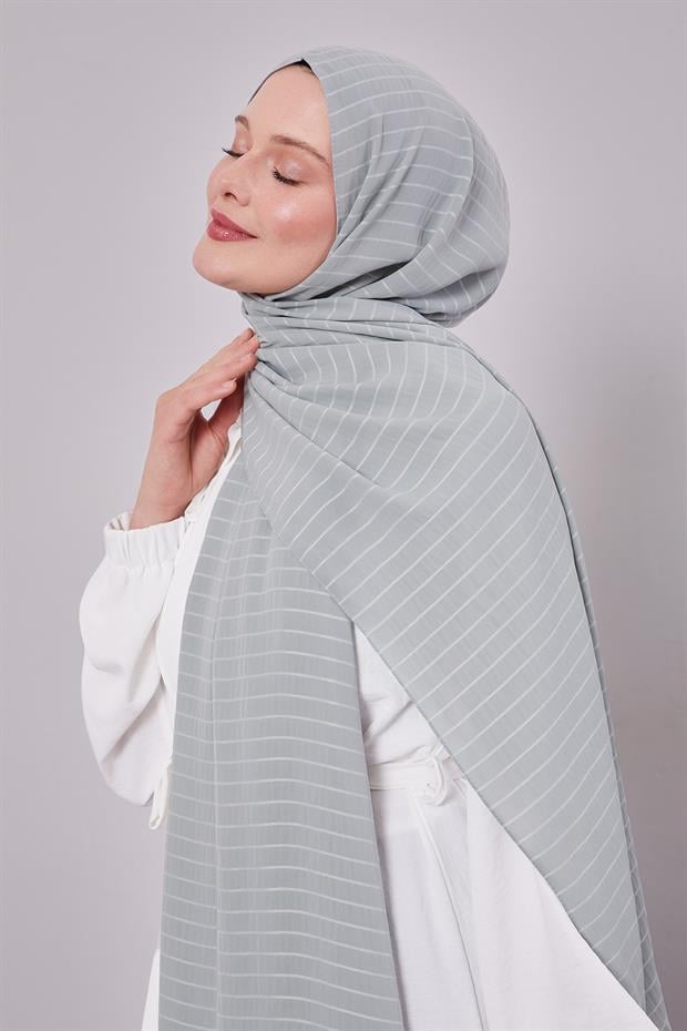 Mint Yeşili Çizgili Cazz Şal