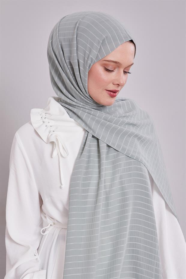 Mint Yeşili Çizgili Cazz Şal