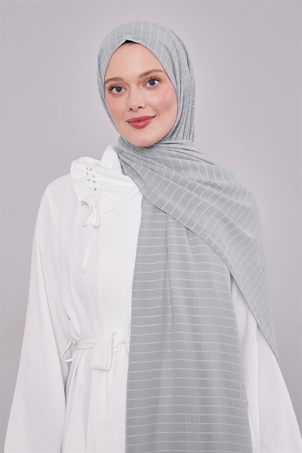 Mint Yeşili Çizgili Cazz Şal