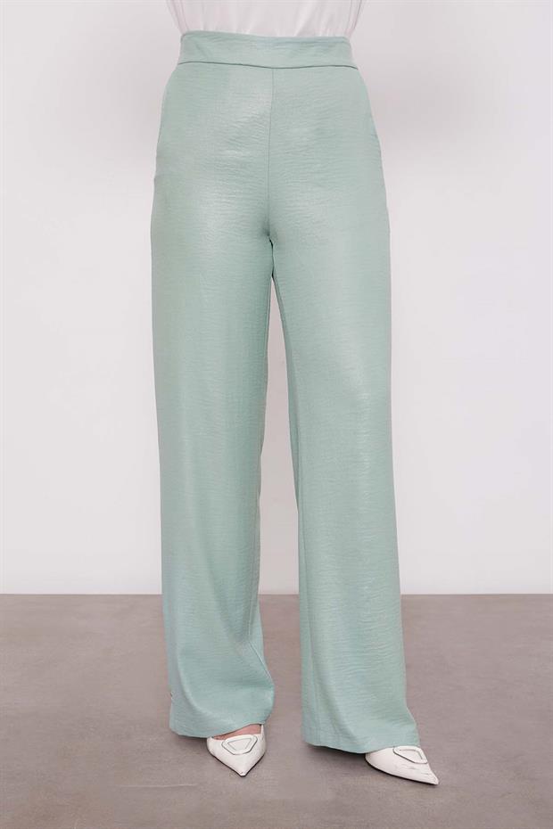 Mint Yeşili Düğme Detaylı Bisiklet Yaka İkili Takım