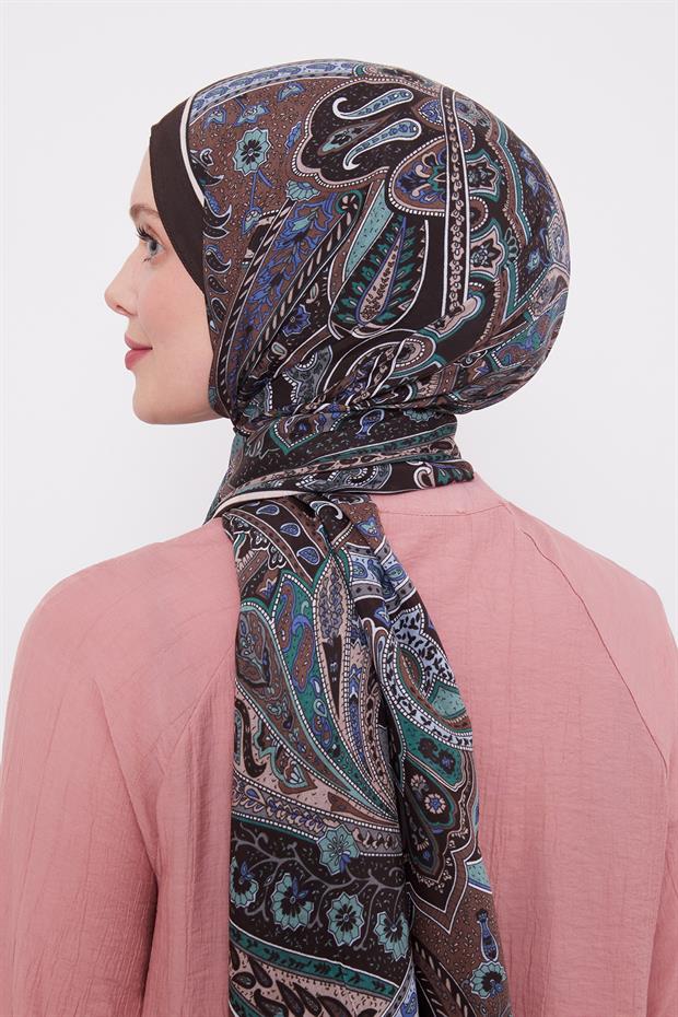 Mint Yeşili Etnik Desen Royal Şal