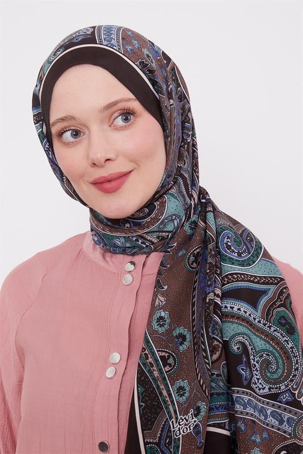 Mint Yeşili Etnik Desen Royal Şal