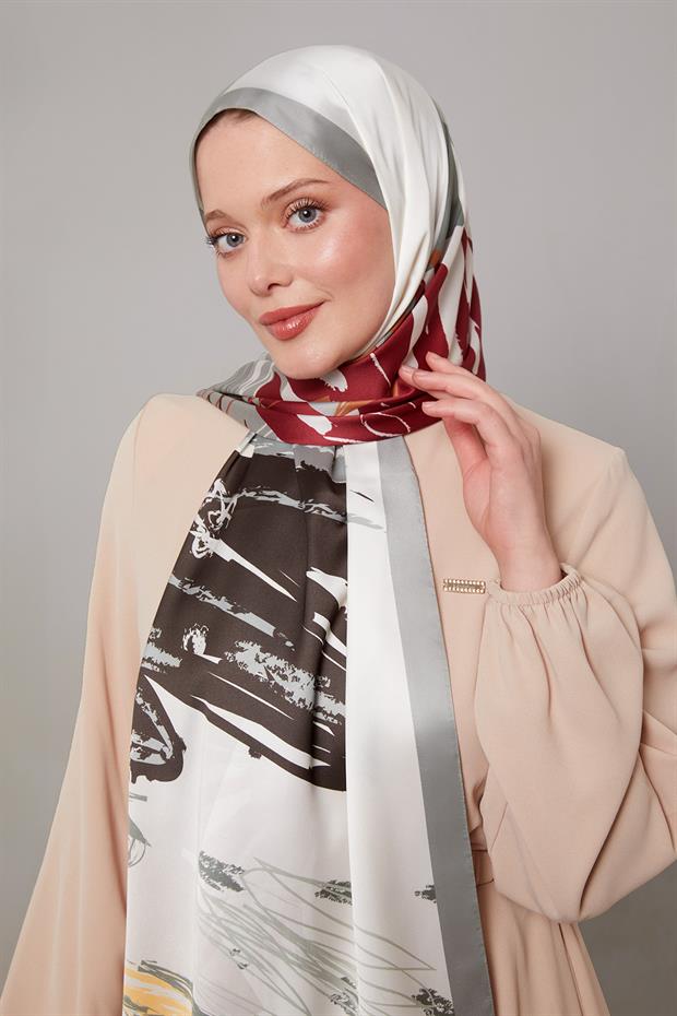 Mint Yeşili Fırçalı Desen Twill Şal