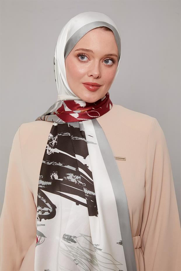 Mint Yeşili Fırçalı Desen Twill Şal