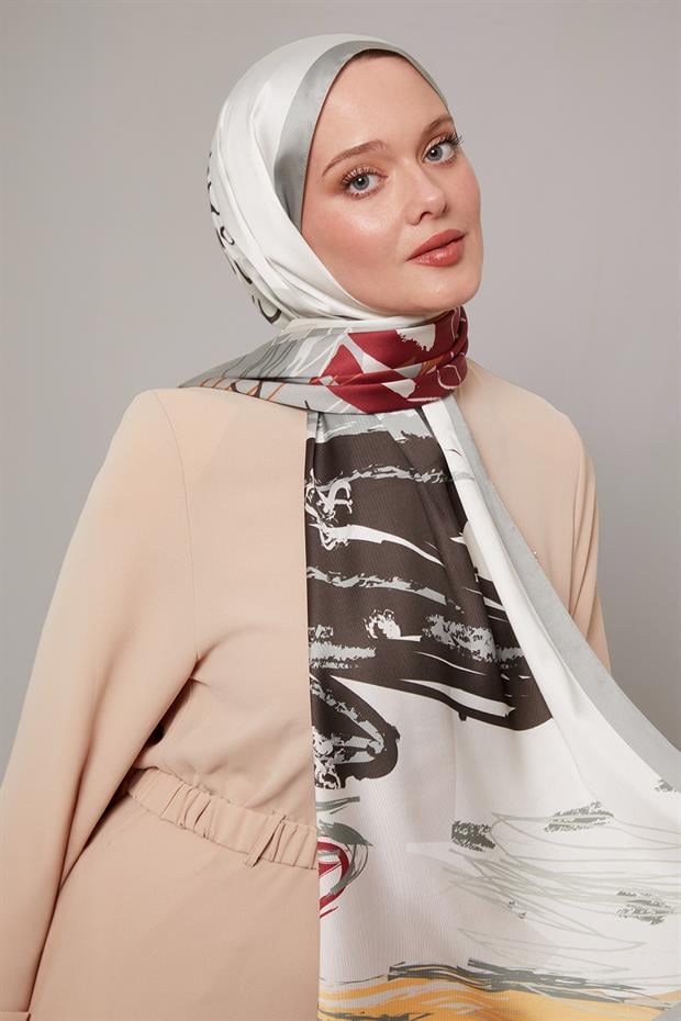 Mint Yeşili Fırçalı Desen Twill Şal