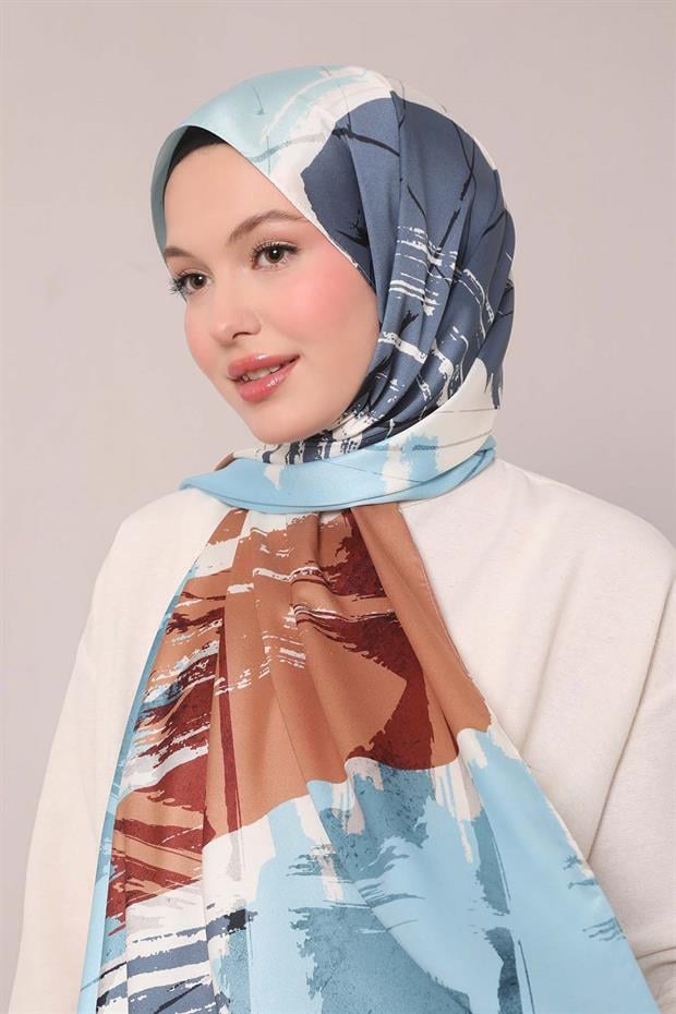 Mint Yeşili Gölgeli Desen Twill Şal