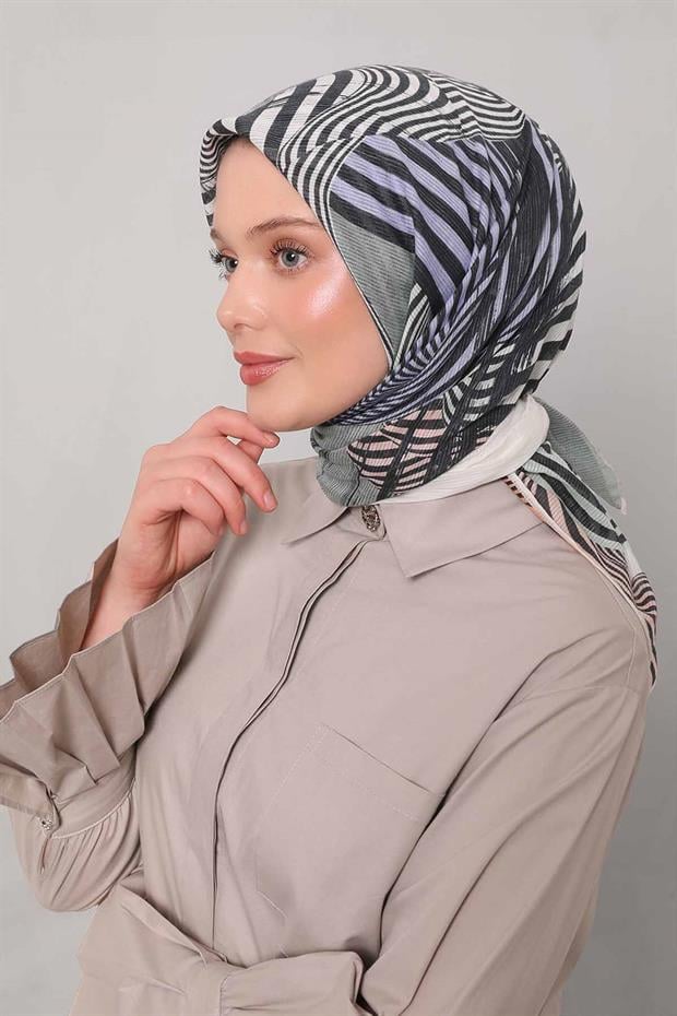 Mint Yeşili Hologram Desen Pamuk Eşarp