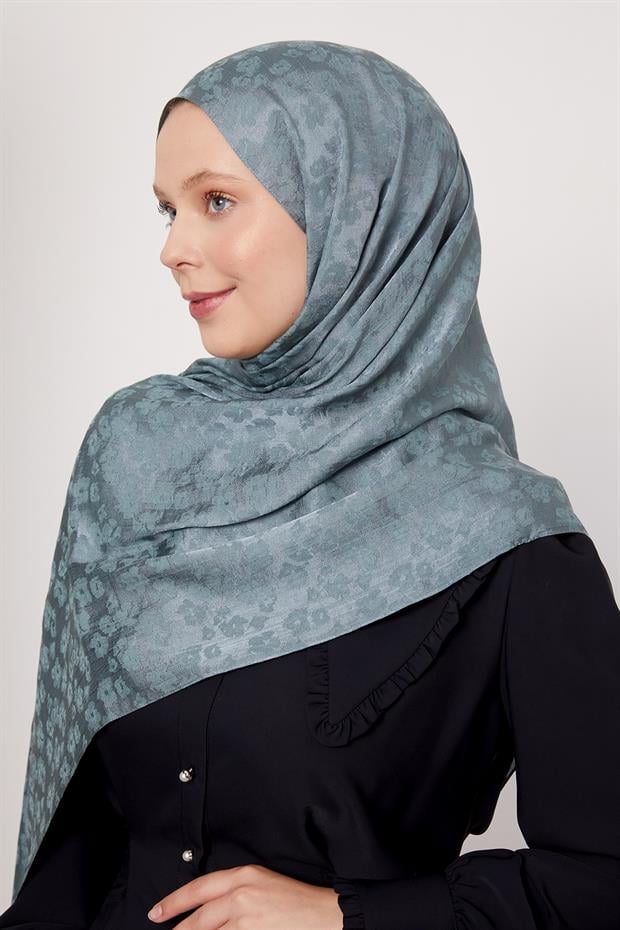 Mint Yeşili Leopar Desen İtalyan Jakar Şal