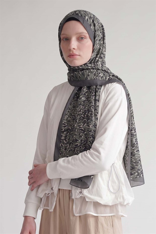 Mint Yeşili Leopar Dokulu Sport Şal