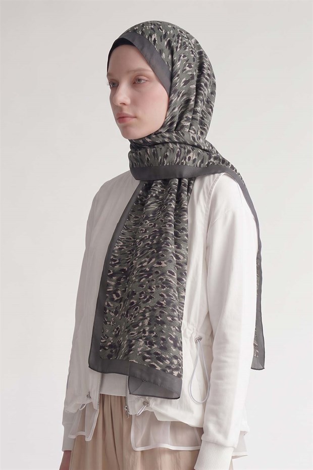 Mint Yeşili Leopar Dokulu Sport Şal
