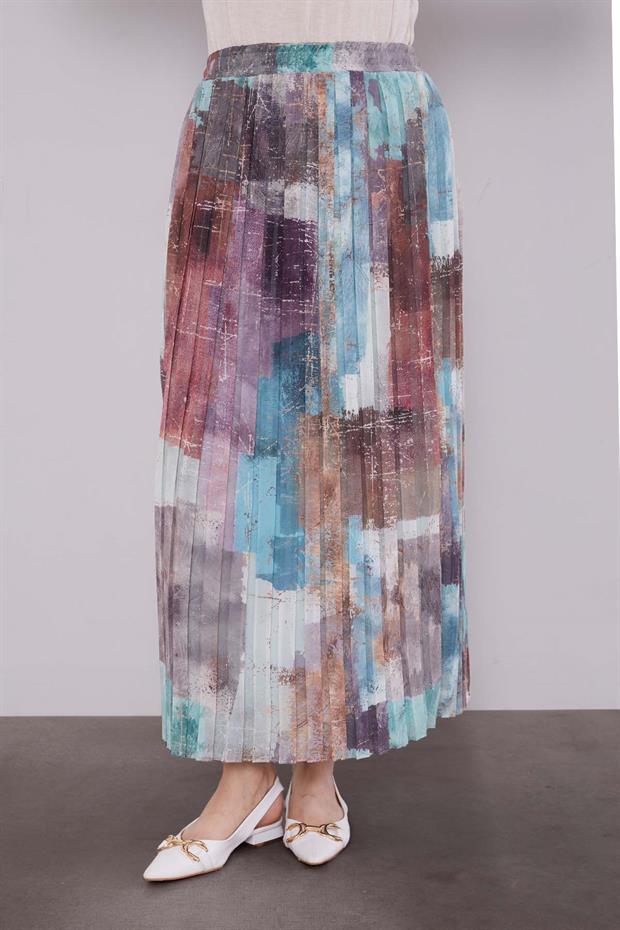 MİNT YEŞİLİ -MİNT YEŞİLİ Bel Büzgülü Etek Takım