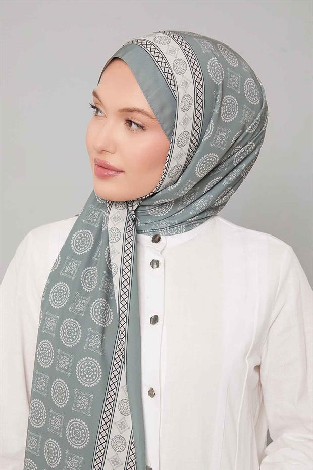Mint Yeşili Motif Desen Club Şal