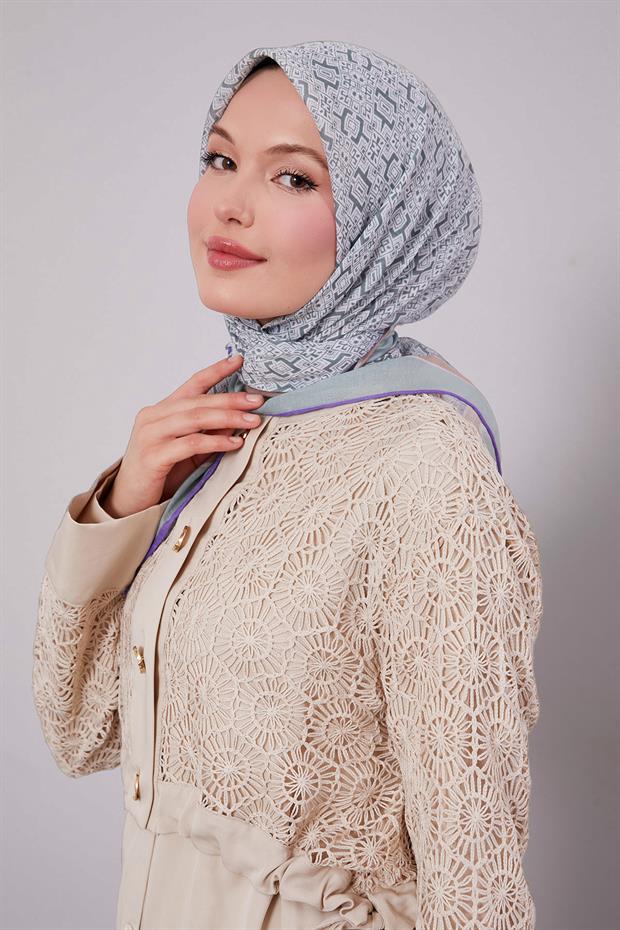 Mint Yeşili Puzzle Desen Soft Eşarp