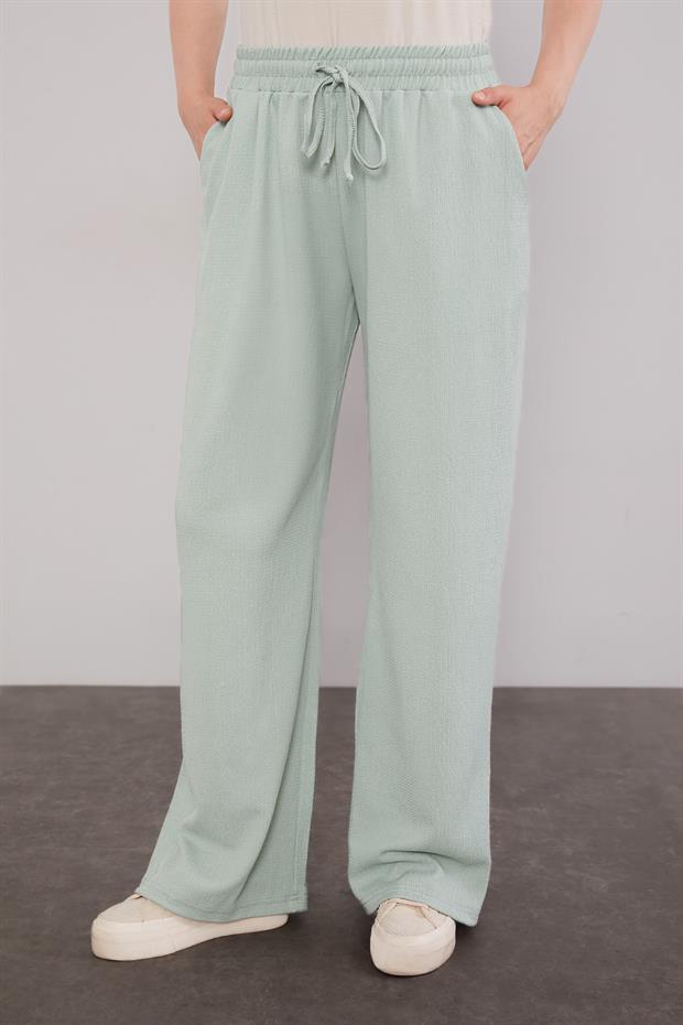 Mint Yeşili Şerit Taş Detaylı İkili Takım