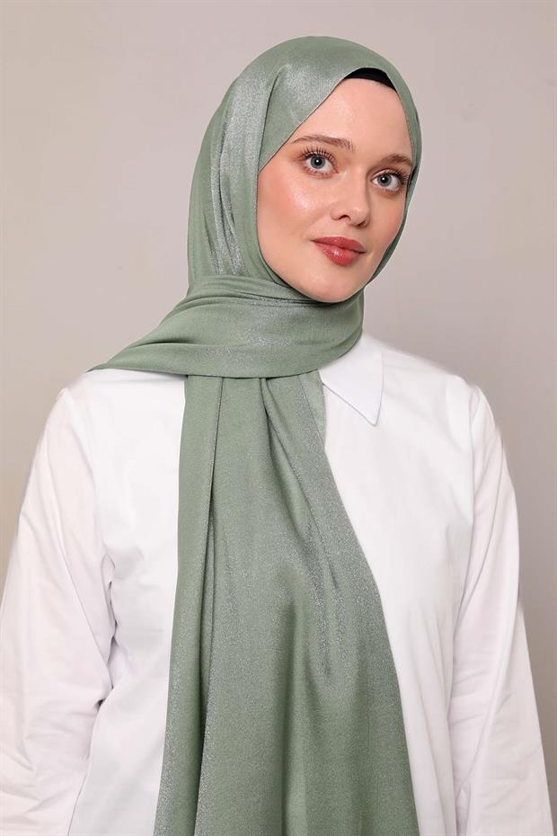 Mint Yeşili Simli Bodrum Şal