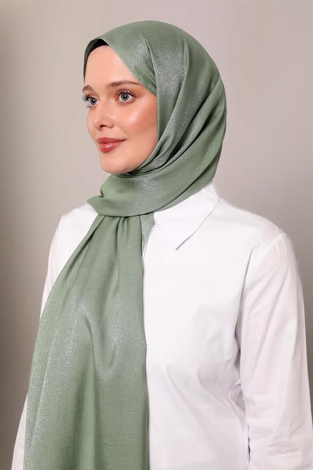 Mint Yeşili Simli Bodrum Şal
