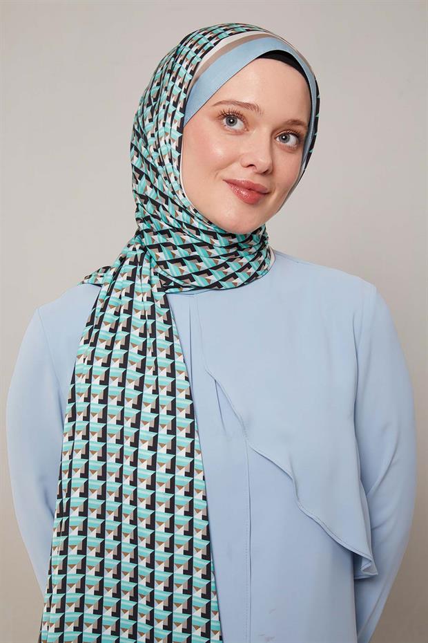 Mint Yeşili Üç Boyut Desen Club Şal