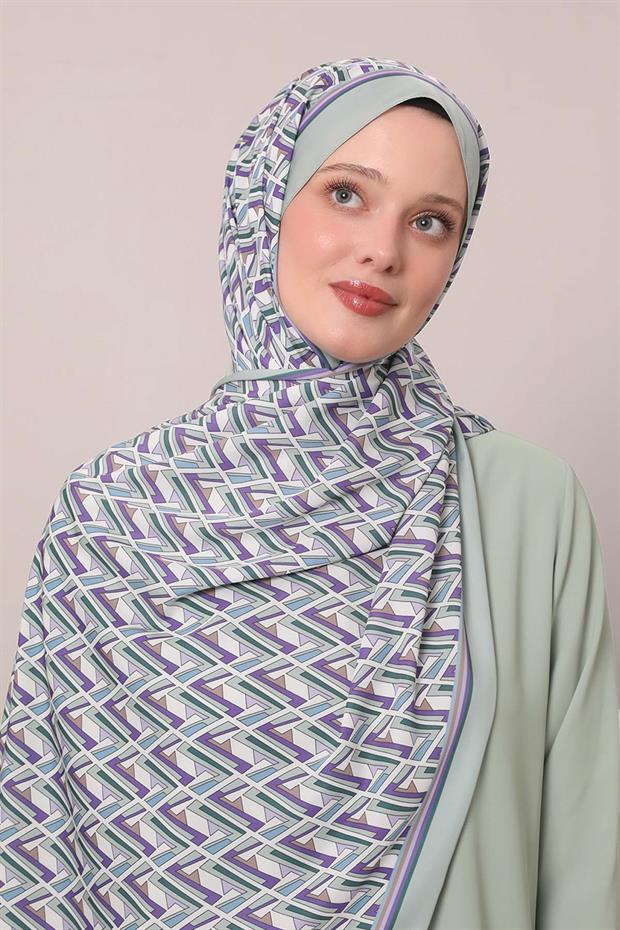 Mint Yeşili Zigzag Desen Club Şal