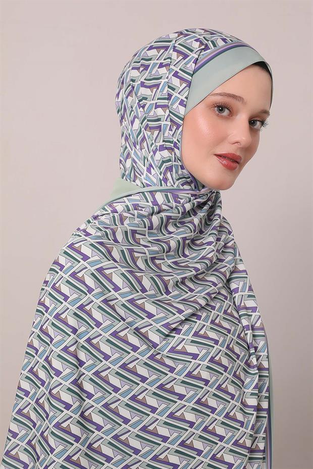 Mint Yeşili Zigzag Desen Club Şal