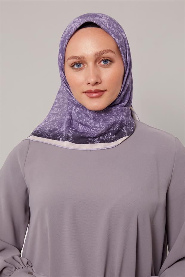 Mor Batik Desen Pamuk Eşarp