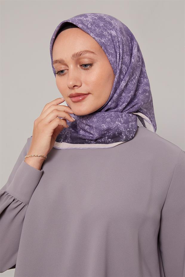 Mor Batik Desen Pamuk Eşarp