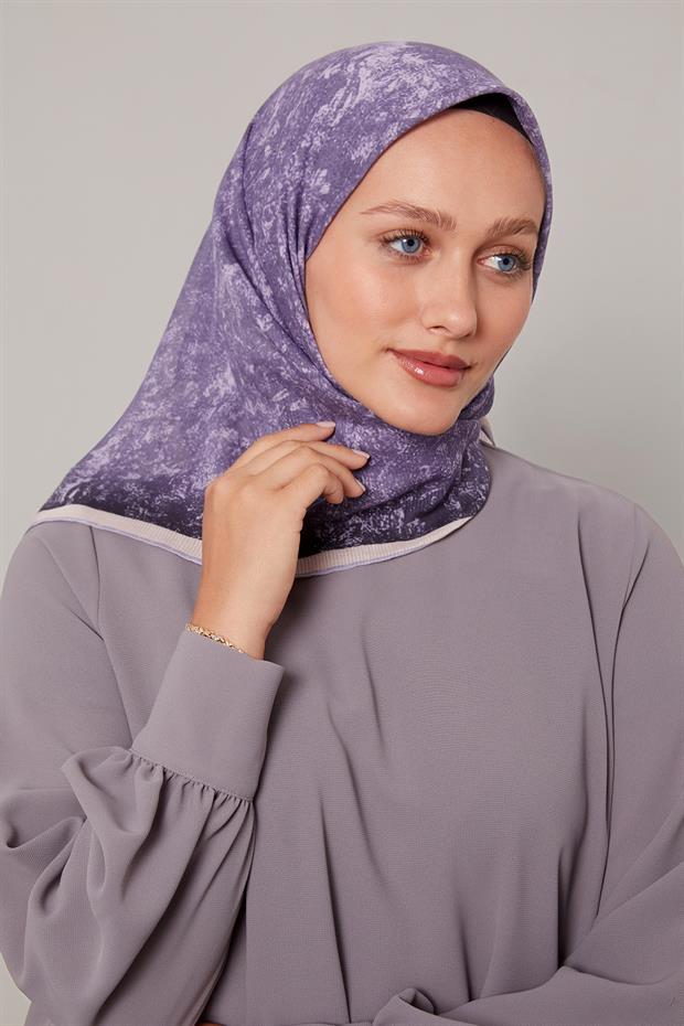 Mor Batik Desen Pamuk Eşarp