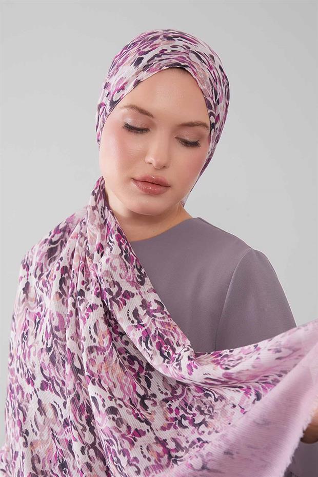 Mor Batik Desen Pamuk Şal